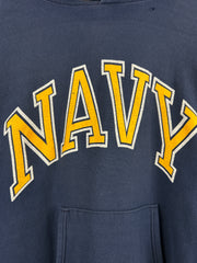 Vintage 80s Champion Reverse Weave US Navy Spellout Navy Hoodie