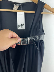 Vintage 90s Costa Blanca Women's Black Belted Cowl-Neck Tank