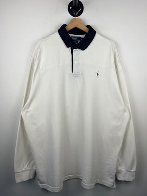 Vintage 90s Polo Ralph Lauren White & Black Polo Rugby Long Sleeve