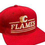 Vintage 90s NHL Starter Calgary Flames Split Bar Wool Snapback Hat