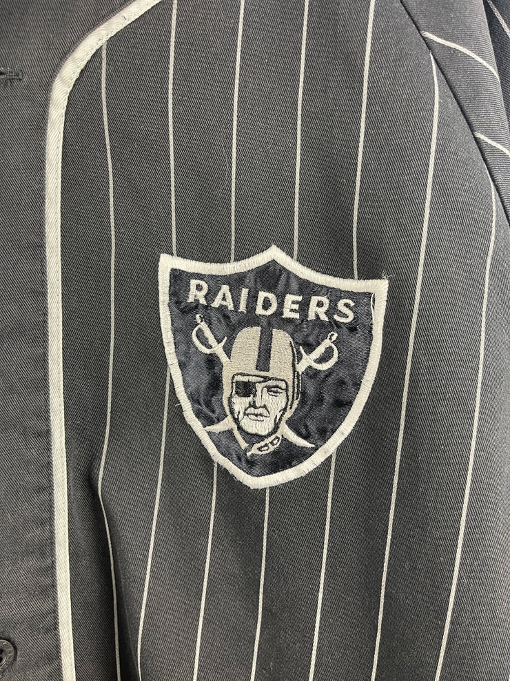 Vintage 90s NFL Starter Los Angeles Raiders Pinstripe Black Baseball Jersey