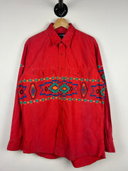 Vintage 90s Wrangler Western Red Button Up Long Sleeve