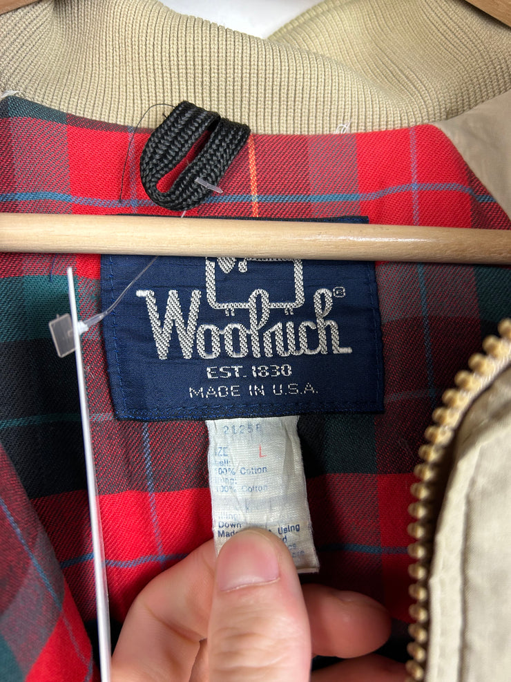 Vintage 90s Woolrich Insulated Beige Bomber Jacket