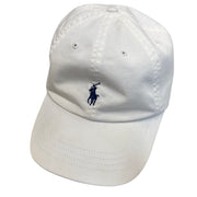 Vintage 90s Polo Ralph Lauren White Leather Strapback Hat
