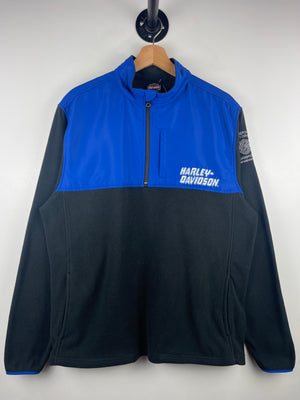 Vintage Harley Davidson Pennsylvania Blue & Black Quarter Zip Fleece Sweater