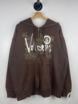 Vintage Volcom Skateboards Brown Zip Up Hoodie
