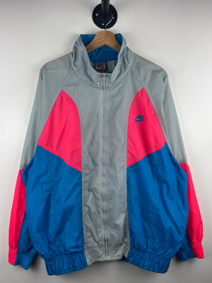 Vintage 80s Nike Swoosh Spellout Blue & Grey Windbreaker