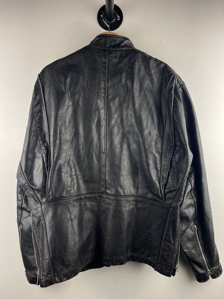 Vintage 80s Moto Café Racer Black Leather Jacket