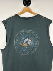 Vintage 90s Disney Donald Duck Thrashed Black Cut Off Tank Top