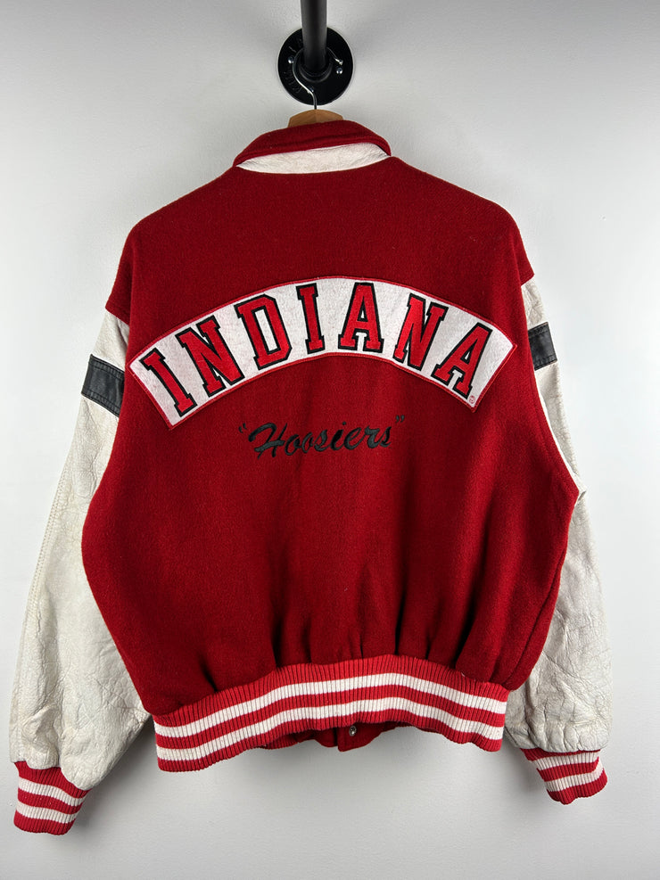 Vintage 90s Cooper Collegiate Indiana Hoosiers Red Wool Leather Varsity Jacket