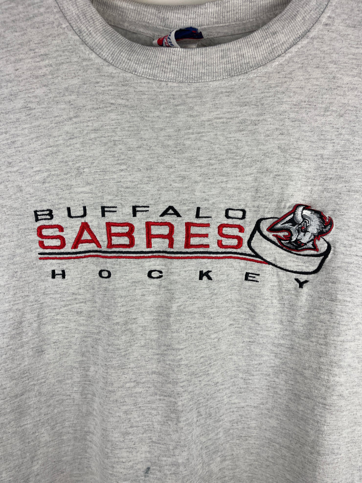 Vintage 90s NHL Buffalo Sabres Hockey Embroidered Grey Tee