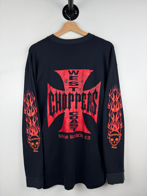 Vintage West Coast Choppers Long Beach Flames Choppers Rule Black Long Sleeve