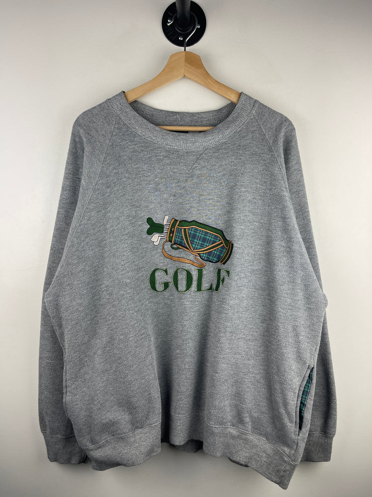Vintage 90s Golf Bag Embroidered Grey Crewneck