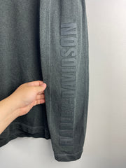 Vintage Harley Davidson Gel Print Spellout Charcoal Long Sleeve