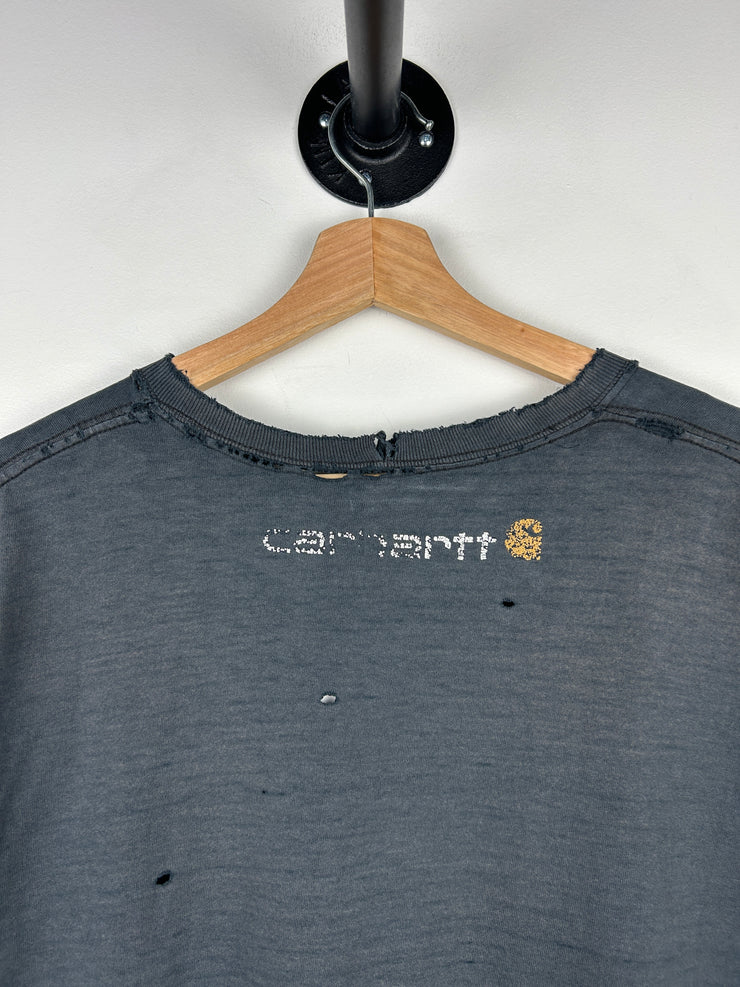 Vintage Carhartt Spellout Thrashed Black Tee