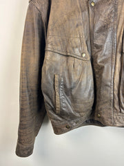 Vintage Adventure Bound Faded Brown Leather Cropped Jacket