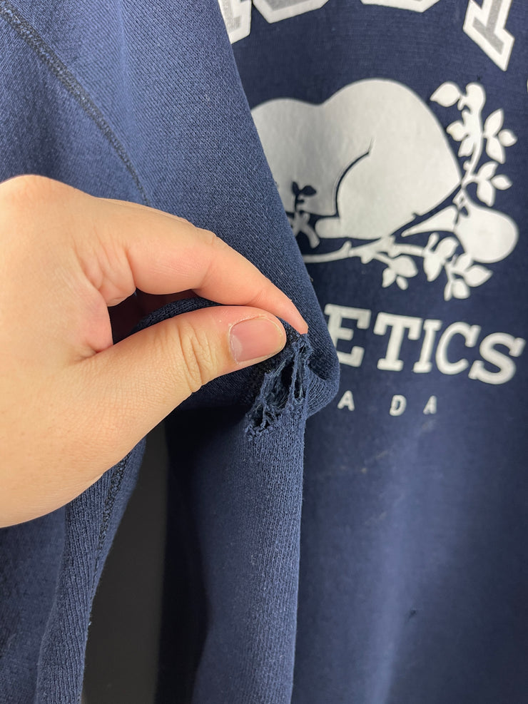 Vintage 90s Roots Athletics Canada Distressed Navy Crewneck