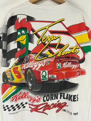 Vintage 1999 Nascar Bobby Labonte Kellogs Corn Flakes AOP White Tee