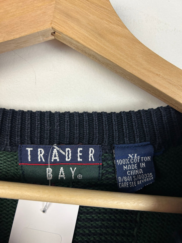 Vintage Y2K Trader Bay Green Knit Sweater