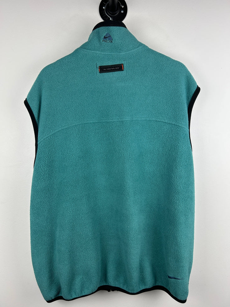 Vintage 90s Nike ACG Teal Fleece Zip Up Vest