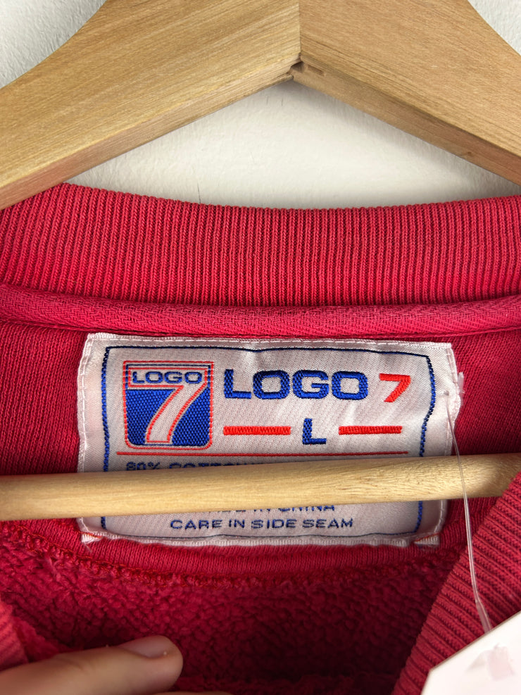 Vintage 90s Logo 7 Indiana Hoosiers University Red Crewneck