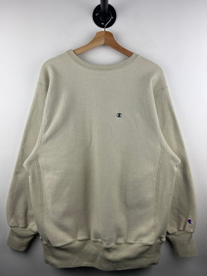 Vintage 90s Champion Reverse Weave Cream Beige Crewneck