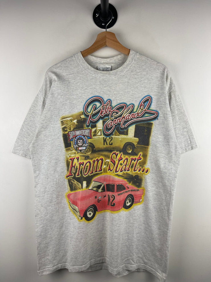 Vintage 90s Nascar Dale Earnhardt From Start To Finish Grey Tee