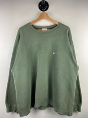 Vintage 90s Nike Mini Swoosh Olive Crewneck