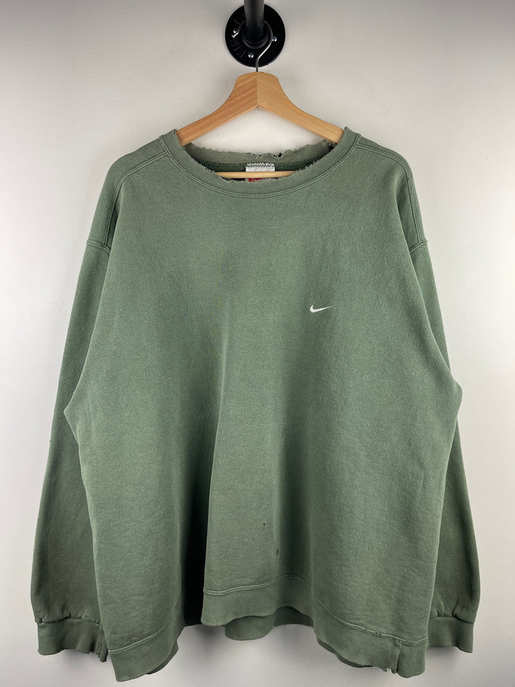 Vintage 90s Nike Mini Swoosh Olive Crewneck