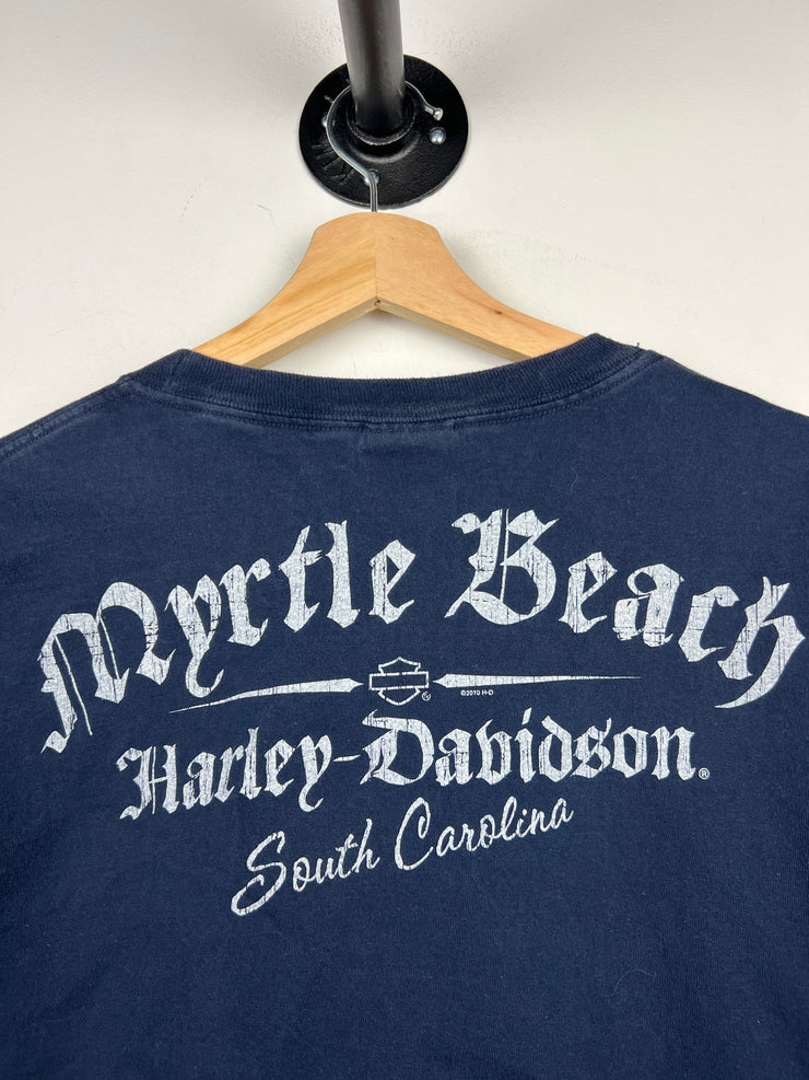 Vintage Harley Davidson Live Cage Free Navy Tee