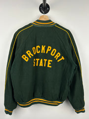 Vintage 60s Princeton Brockport State Green Wool Varsity Jacket