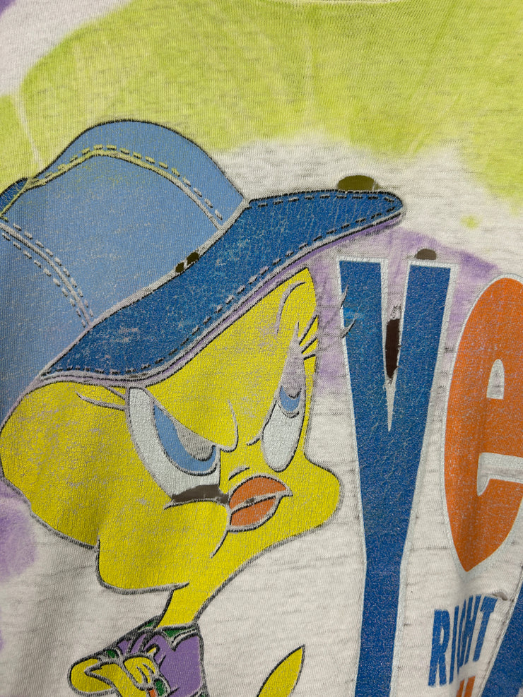 Vintage 90s Looney Tunes Yeah Right You Wish Tie Dye Tee