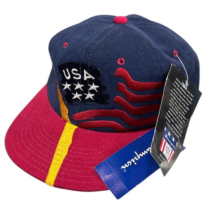 Vintage 90s Champion USA Olympics Flag Snapback Hat