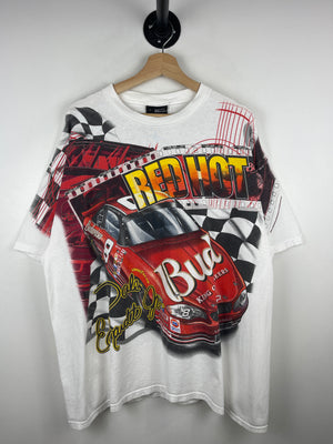 Vintage Nascar Chase Dale Earnhardt Budweiser All Over Print White Tee