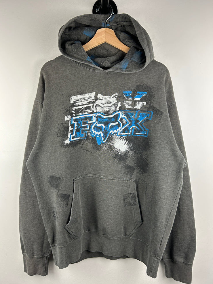 Vintage Y2K Fox Racing Grey & Blue Hoodie