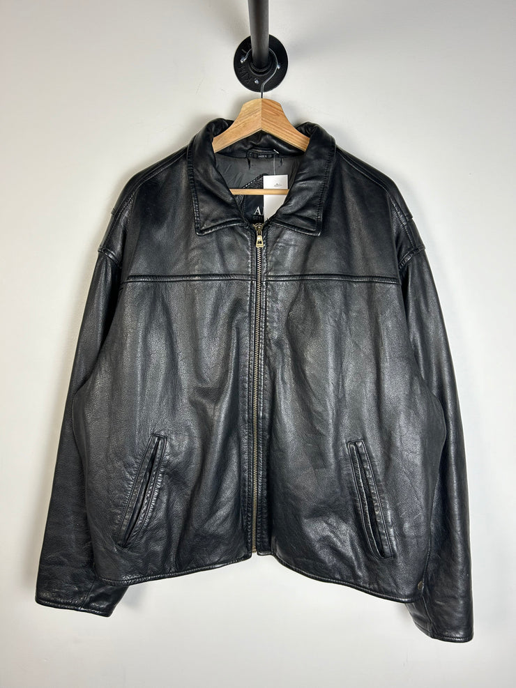 Vintage Y2K AM Studio Black Leather Cropped Jacket