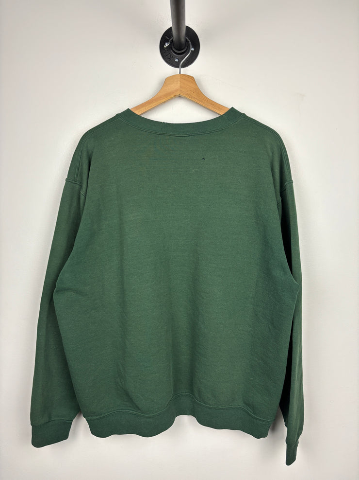 Vintage 90s Forest Green Faded Blank Crewneck
