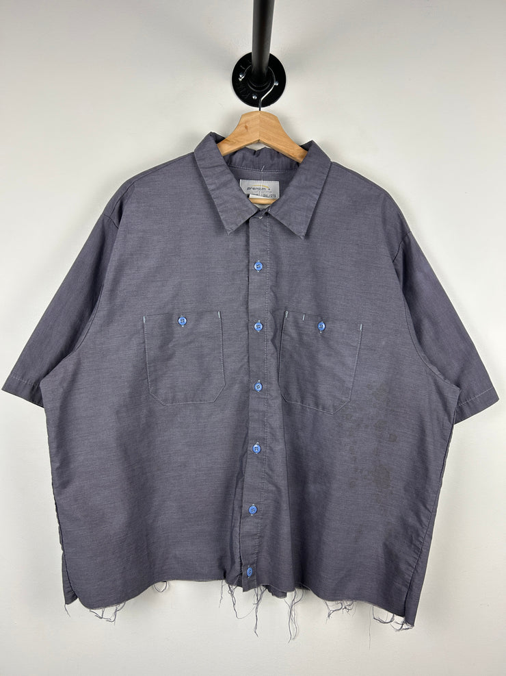 Vintage Inmate Dept Of Corrections Prison Uniform Cropped Button Up Short Sleeve Shirt