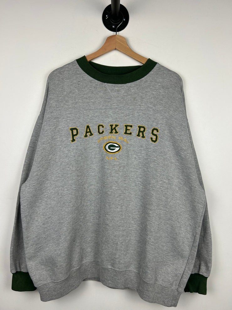 Vintage NFL Green Bay Packers Embroidered Grey Crewneck