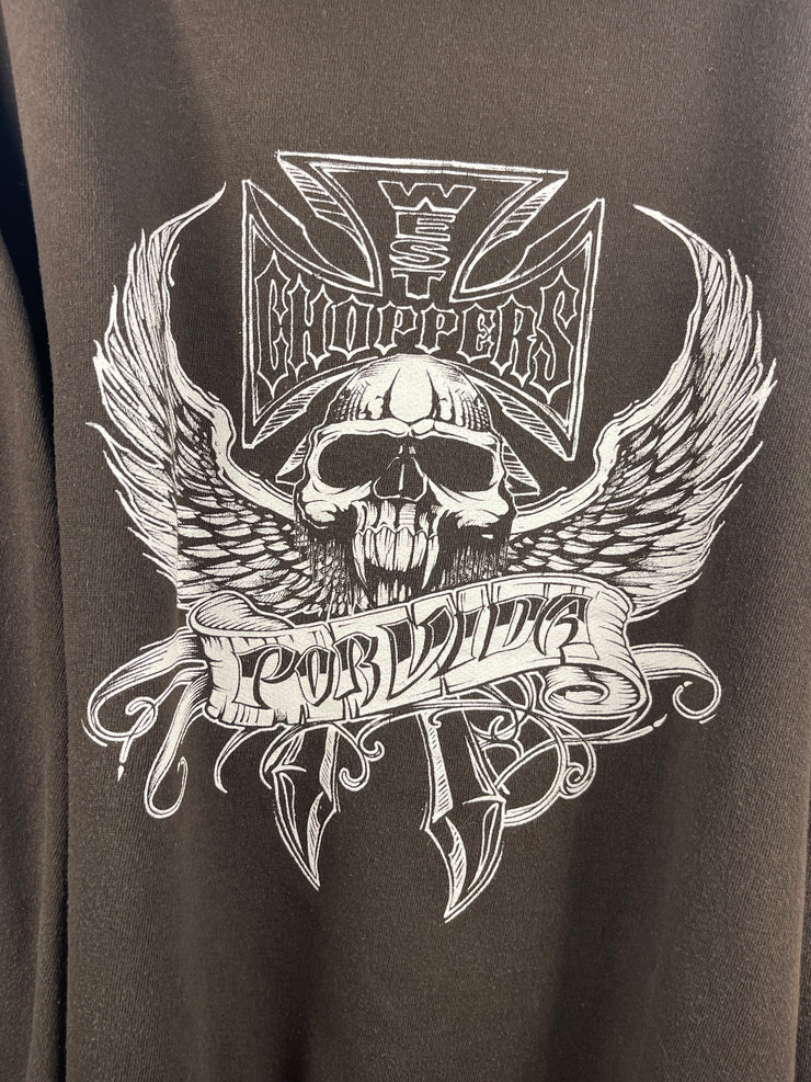 Vintage West Coast Choppers Choppers For Life Por Vida Brown Hoodie