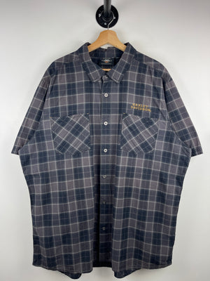 Vintage Harley Davidson Plaid Black & Grey Short Sleeve Button Up Shirt