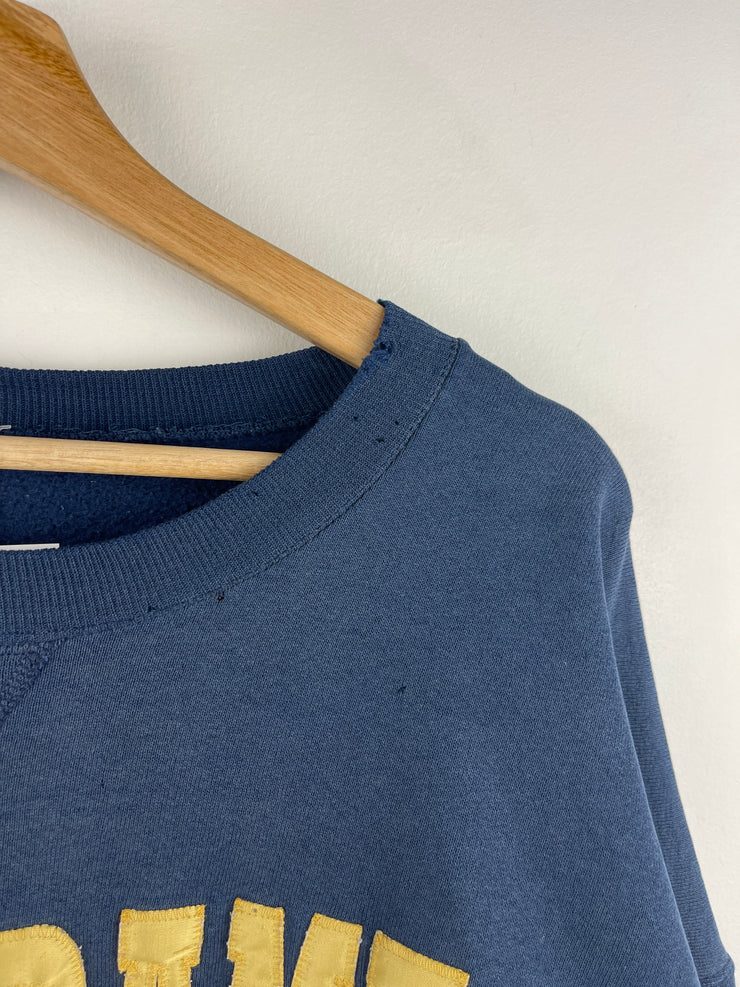 Vintage 90s Russell Athletic Notre Dame Team Wear Embroidered Navy Crewneck