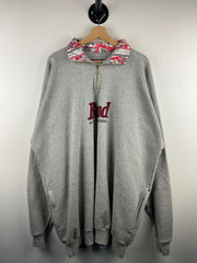 Vintage 90s Budweiser Beer King Of Beers Grey Quarter Zip Sweater