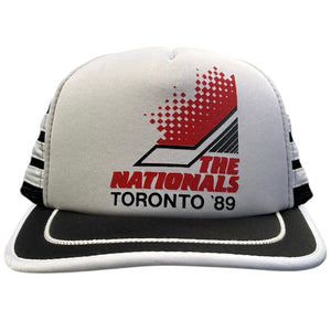 Vintage 80s The Nationals Hockey Toronto '89 Black 3 Stripe Trucker Hat