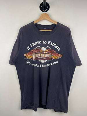 Vintage 80s Harley Davidson If I Have To Explain You Wouldn’t Understand New York Black Tee