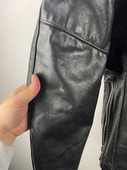 Vintage 80s Moto Café Racer Black Leather Jacket