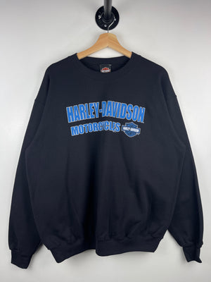 Vintage Harley Davidson Motorcycles Black & Blue Crewneck