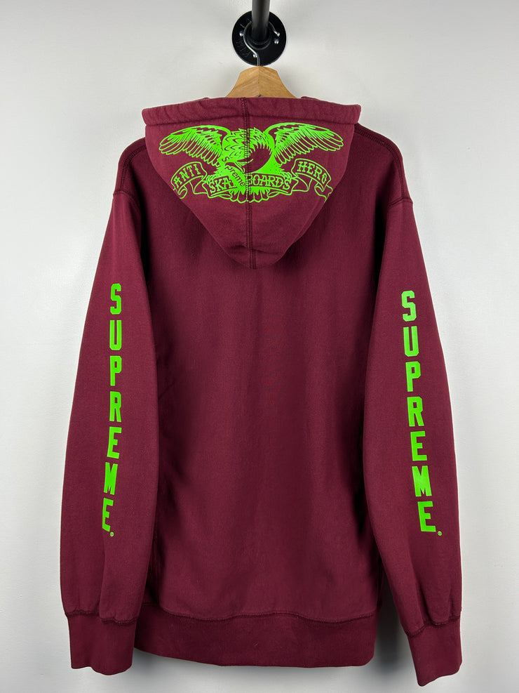 Supreme SS16 Anti Hero Skateboarding Burgundy Hoodie
