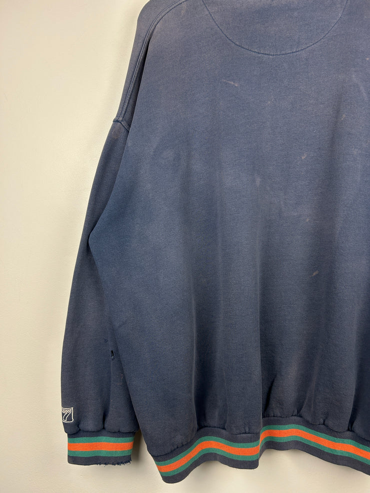 Vintage 90s NFL Logo 7 Miami Dolphins Embroidered Navy Crewneck