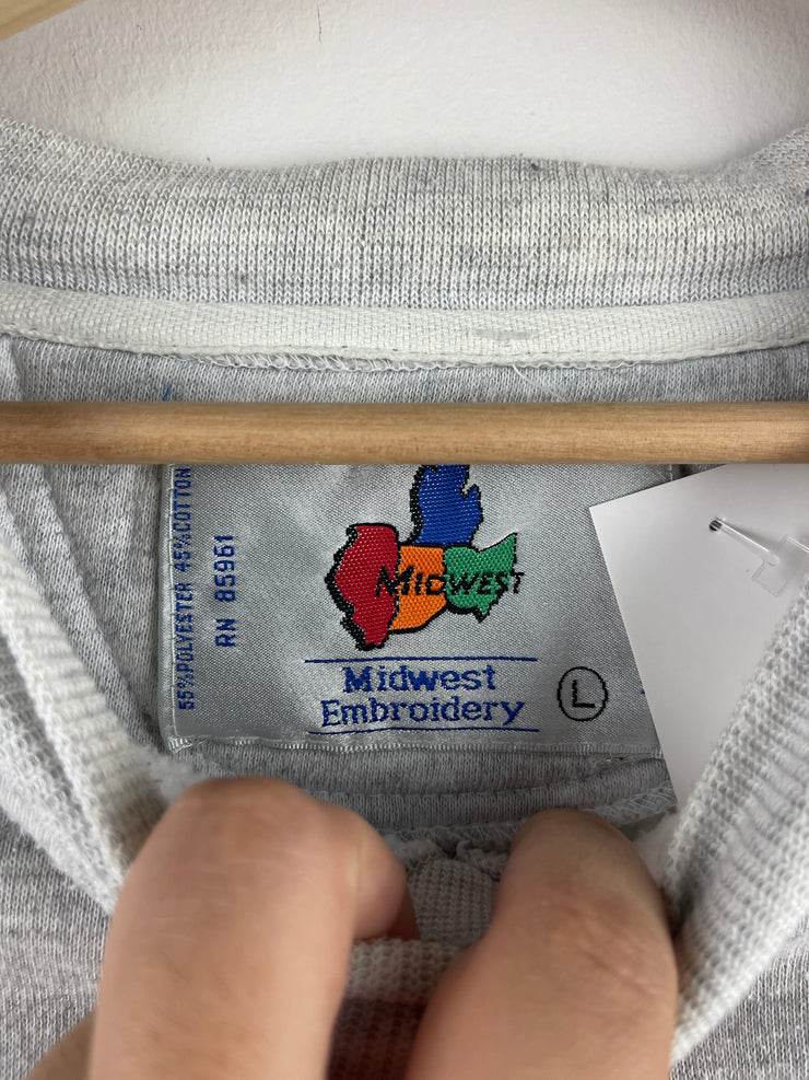 Vintage 90s Michigan Wolverines Embroidered Grey Crewneck